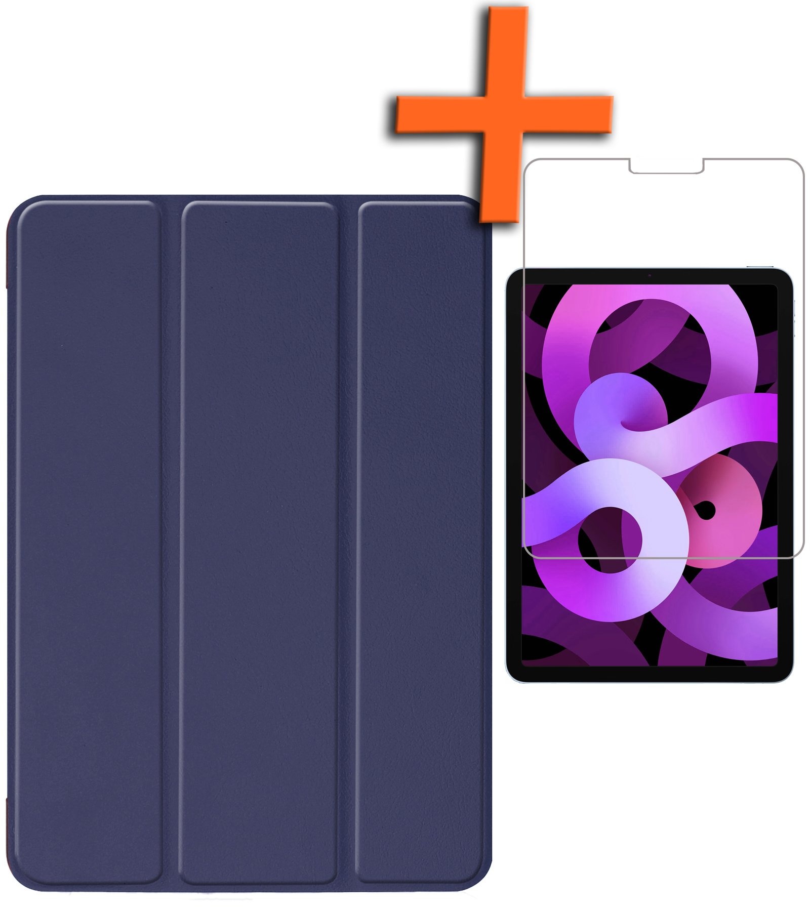 Nomfy Hoes Geschikt voor iPad Air 6 (13 inch) Hoes Tri-fold Tablet Hoesje Case Met Screenprotector - Hoesje Geschikt voor iPad Air 2024 (13 inch) Hoesje Hardcover Bookcase - Donkerblauw