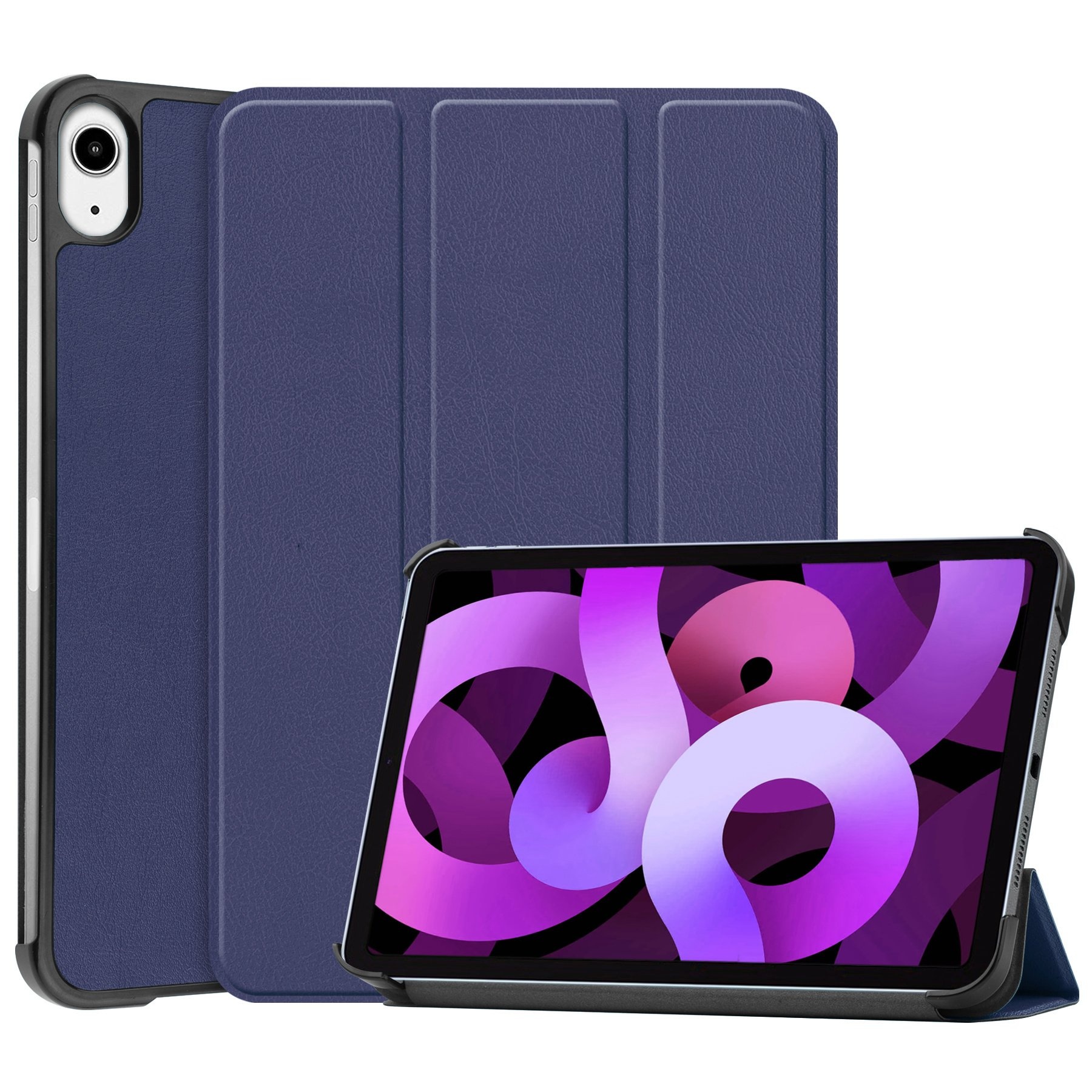 Nomfy Hoes Geschikt voor iPad Air 6 (13 inch) Hoes Tri-fold Tablet Hoesje Case Met Screenprotector - Hoesje Geschikt voor iPad Air 2024 (13 inch) Hoesje Hardcover Bookcase - Donkerblauw