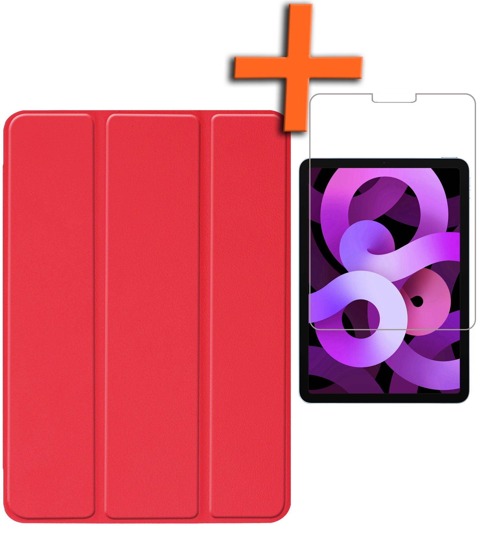 Nomfy Hoes Geschikt voor iPad Air 6 (13 inch) Hoes Tri-fold Tablet Hoesje Case Met Screenprotector - Hoesje Geschikt voor iPad Air 2024 (13 inch) Hoesje Hardcover Bookcase - Rood