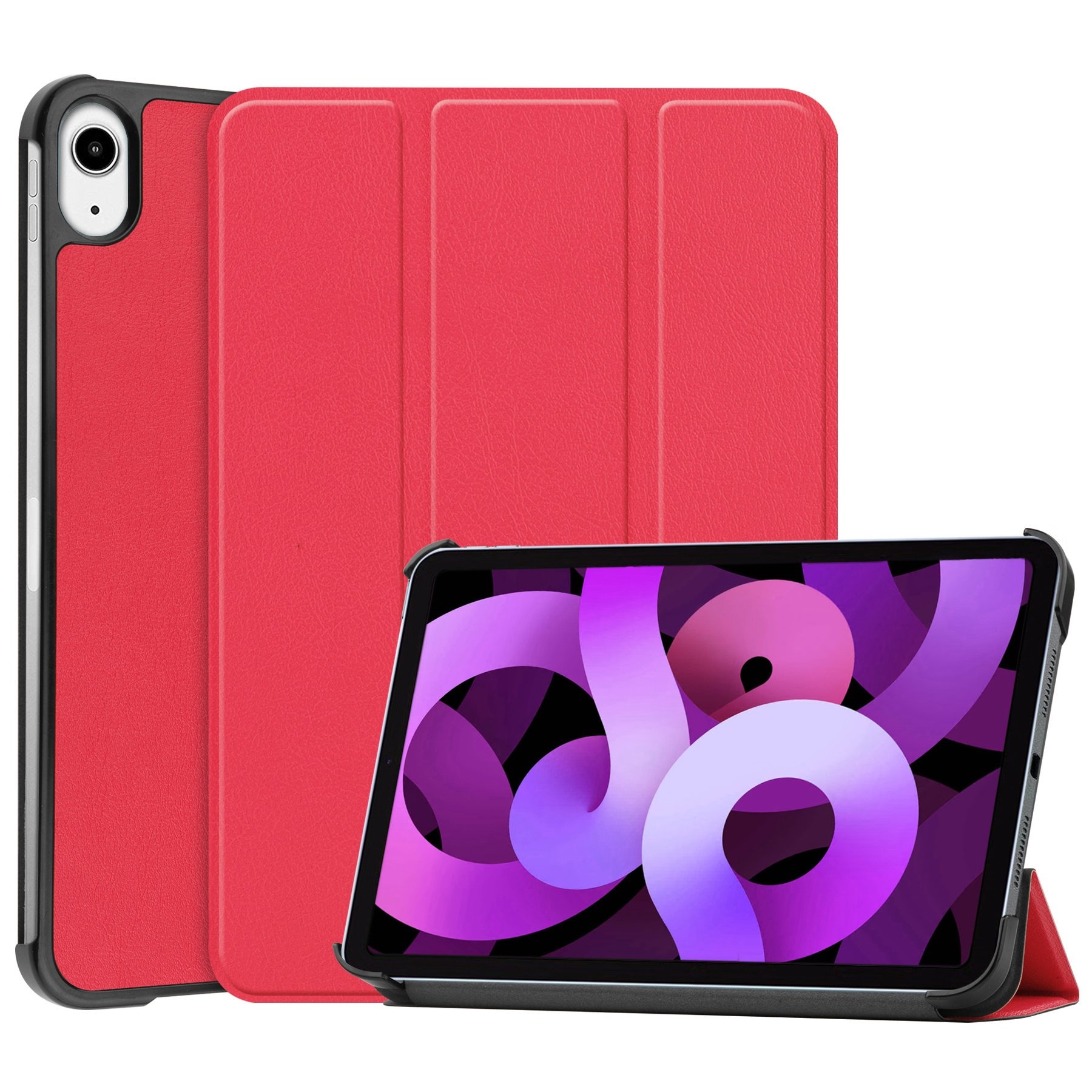 Nomfy Hoes Geschikt voor iPad Air 6 (13 inch) Hoes Tri-fold Tablet Hoesje Case Met Screenprotector - Hoesje Geschikt voor iPad Air 2024 (13 inch) Hoesje Hardcover Bookcase - Rood