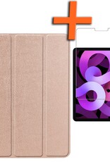 Nomfy Hoes Geschikt voor iPad Air 6 (13 inch) Hoes Tri-fold Tablet Hoesje Case Met Screenprotector - Hoesje Geschikt voor iPad Air 2024 (13 inch) Hoesje Hardcover Bookcase - Rosé goud