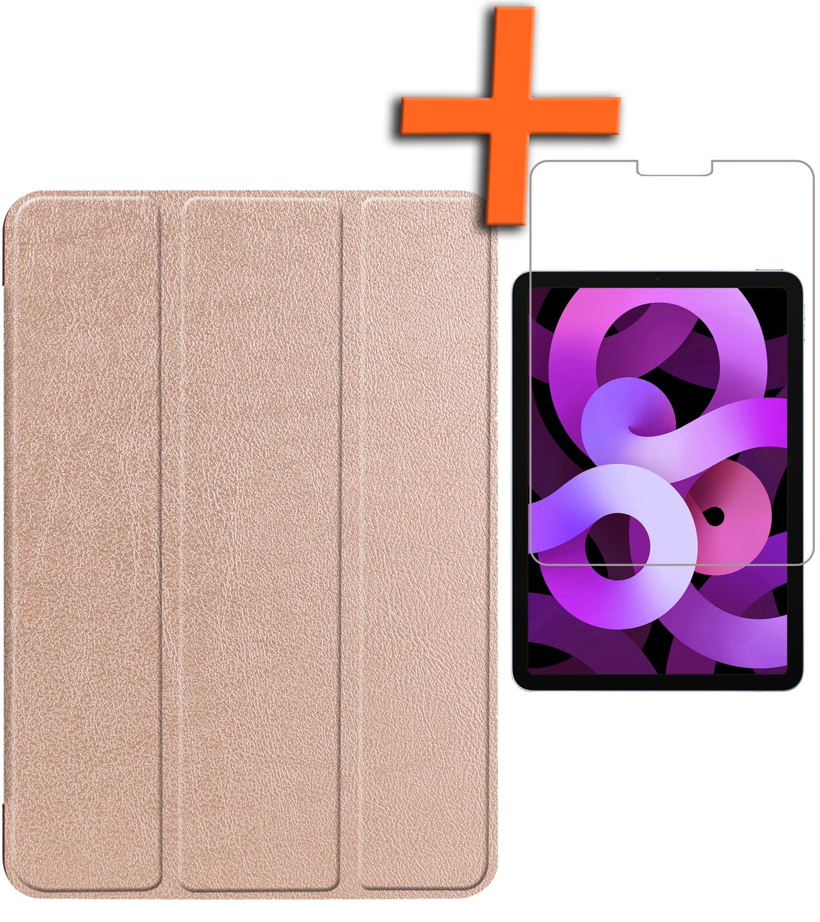 Nomfy Hoes Geschikt voor iPad Air 6 (13 inch) Hoes Tri-fold Tablet Hoesje Case Met Screenprotector - Hoesje Geschikt voor iPad Air 2024 (13 inch) Hoesje Hardcover Bookcase - Rosé goud