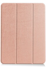 Nomfy Hoes Geschikt voor iPad Air 6 (13 inch) Hoes Tri-fold Tablet Hoesje Case Met Uitsparing Geschikt voor Apple Pencil - Hoesje Geschikt voor iPad Air 2024 (13 inch) Hoesje Hardcover Bookcase - Rosé goud