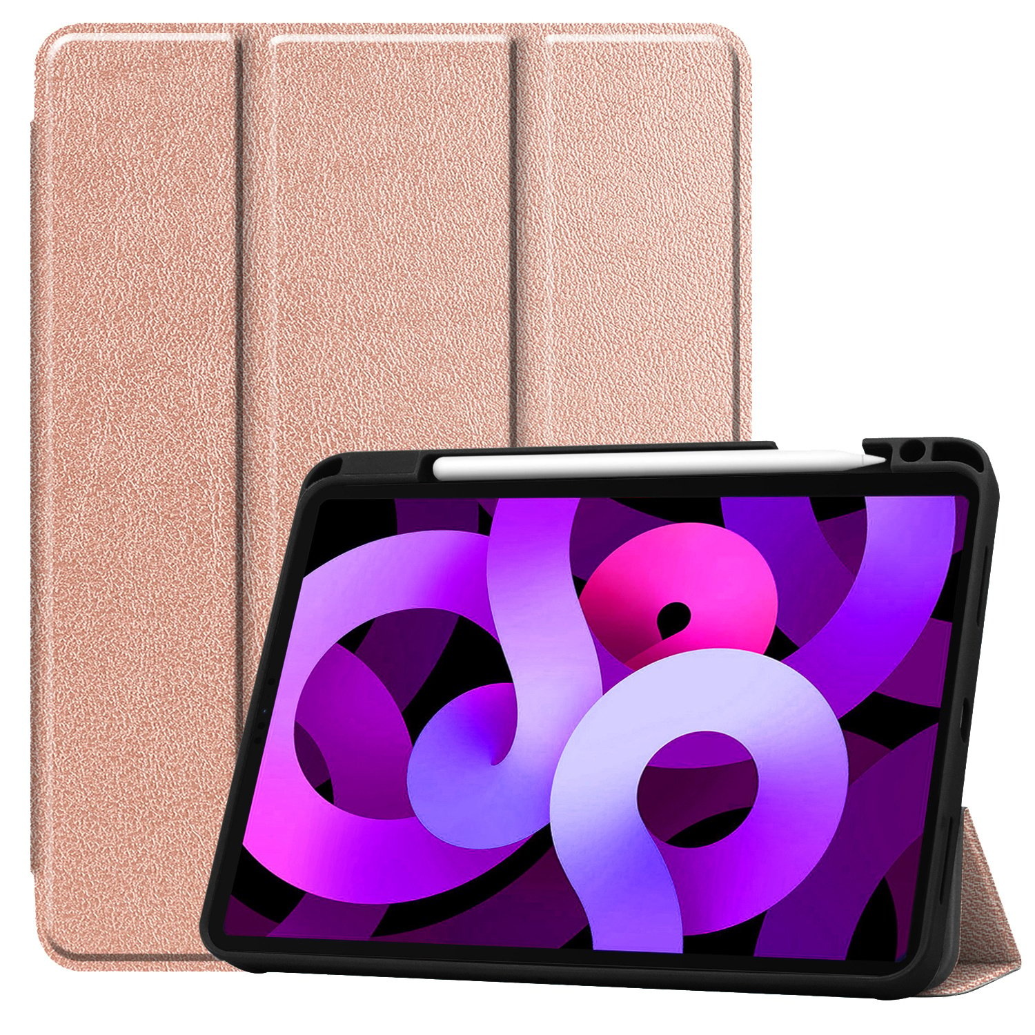 Nomfy Hoes Geschikt voor iPad Air 6 (13 inch) Hoes Tri-fold Tablet Hoesje Case Met Uitsparing Geschikt voor Apple Pencil - Hoesje Geschikt voor iPad Air 2024 (13 inch) Hoesje Hardcover Bookcase - Rosé goud