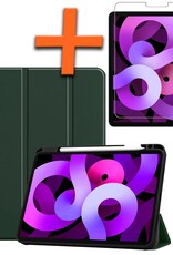 Nomfy Hoes Geschikt voor iPad Air 6 (13 inch) Hoes Tri-fold Tablet Hoesje Case Met Uitsparing Geschikt voor Apple Pencil Met Screenprotector - Hoesje Geschikt voor iPad Air 2024 (13 inch) Hoesje Hardcover Bookcase - Donkergroen