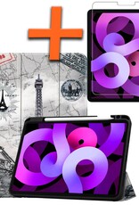 Nomfy Hoes Geschikt voor iPad Air 6 (13 inch) Hoes Tri-fold Tablet Hoesje Case Met Uitsparing Geschikt voor Apple Pencil Met Screenprotector - Hoesje Geschikt voor iPad Air 2024 (13 inch) Hoesje Hardcover Bookcase - Eiffeltoren