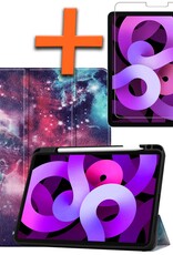 Nomfy Hoes Geschikt voor iPad Air 6 (13 inch) Hoes Tri-fold Tablet Hoesje Case Met Uitsparing Geschikt voor Apple Pencil Met Screenprotector - Hoesje Geschikt voor iPad Air 2024 (13 inch) Hoesje Hardcover Bookcase - Galaxy