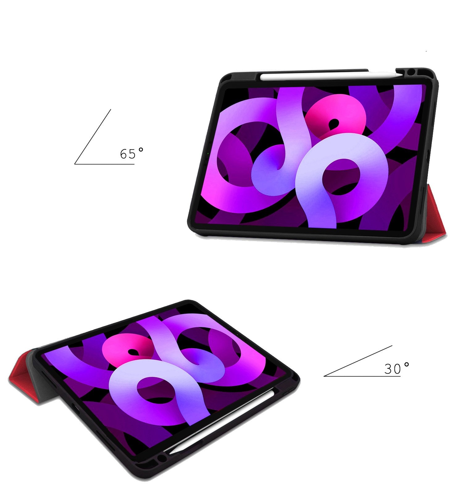 Nomfy Hoes Geschikt voor iPad Air 6 (13 inch) Hoes Tri-fold Tablet Hoesje Case Met Uitsparing Geschikt voor Apple Pencil Met Screenprotector - Hoesje Geschikt voor iPad Air 2024 (13 inch) Hoesje Hardcover Bookcase - Rood