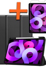 Nomfy Hoes Geschikt voor iPad Air 6 (13 inch) Hoes Tri-fold Tablet Hoesje Case Met Uitsparing Geschikt voor Apple Pencil Met Screenprotector - Hoesje Geschikt voor iPad Air 2024 (13 inch) Hoesje Hardcover Bookcase - Zwart