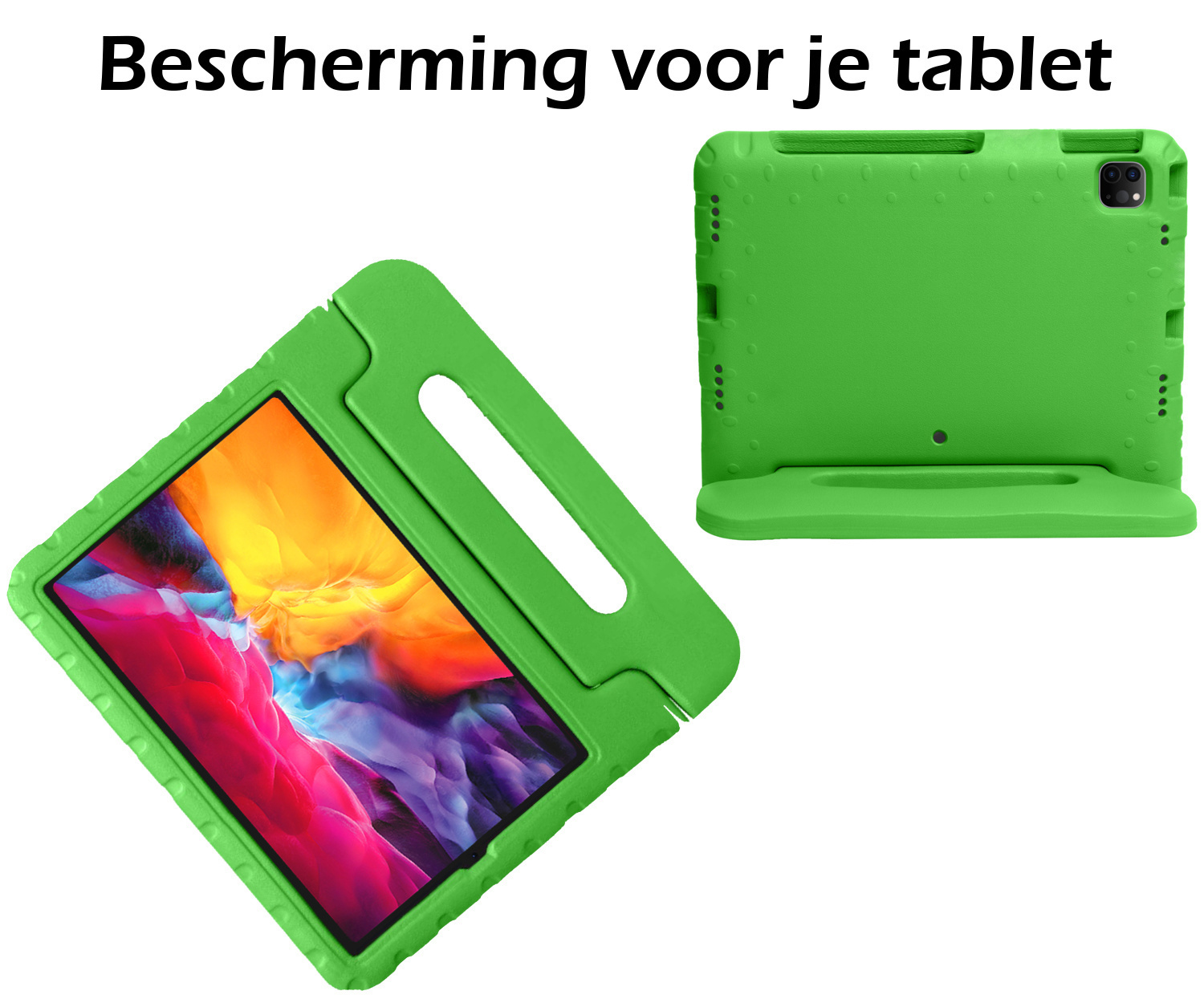 Nomfy Hoes Geschikt voor iPad Pro 2024 (11 inch) Hoes Bumper Kindvriendelijk Kids Case Kinderhoes Met 2x Screenprotector - Hoesje Geschikt voor iPad Pro 2024 11 inch (7e generatie) Hoesje Shockproof Cover Hoes - Groen
