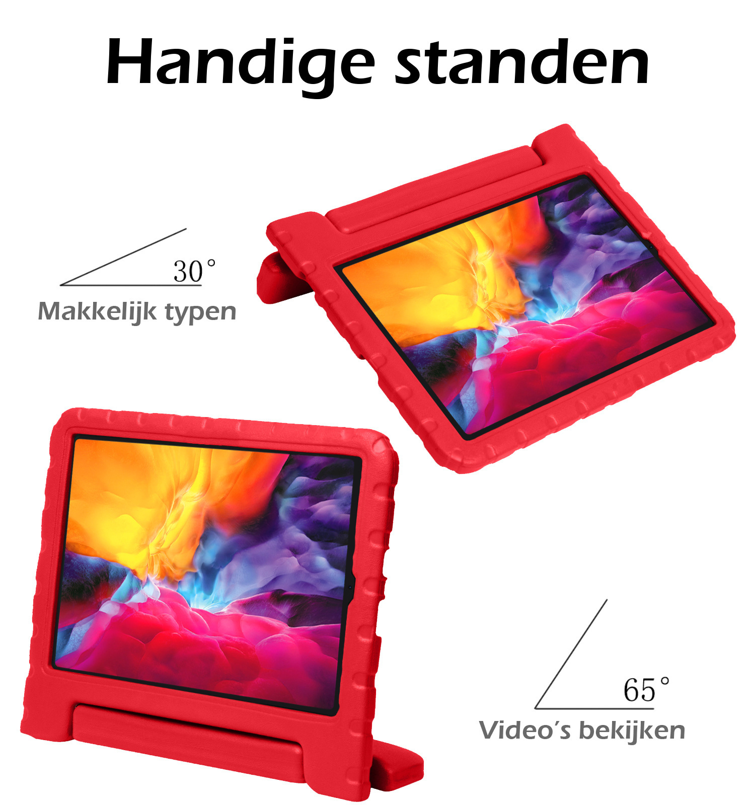 Nomfy Hoes Geschikt voor iPad Pro 2024 (11 inch) Hoes Bumper Kindvriendelijk Kids Case Kinderhoes Met 2x Screenprotector - Hoesje Geschikt voor iPad Pro 2024 11 inch (7e generatie) Hoesje Shockproof Cover Hoes - Rood