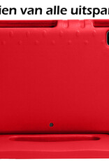 Nomfy Hoes Geschikt voor iPad Pro 2024 (11 inch) Hoes Bumper Kindvriendelijk Kids Case Kinderhoes Met 2x Screenprotector - Hoesje Geschikt voor iPad Pro 2024 11 inch (7e generatie) Hoesje Shockproof Cover Hoes - Rood