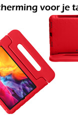 Nomfy Hoes Geschikt voor iPad Pro 2024 (11 inch) Hoes Bumper Kindvriendelijk Kids Case Kinderhoes Met 2x Screenprotector - Hoesje Geschikt voor iPad Pro 2024 11 inch (7e generatie) Hoesje Shockproof Cover Hoes - Rood