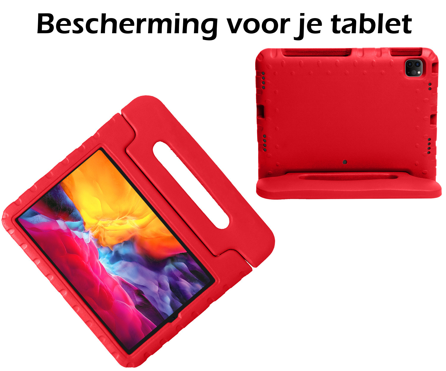 Nomfy Hoes Geschikt voor iPad Pro 2024 (11 inch) Hoes Bumper Kindvriendelijk Kids Case Kinderhoes Met 2x Screenprotector - Hoesje Geschikt voor iPad Pro 2024 11 inch (7e generatie) Hoesje Shockproof Cover Hoes - Rood