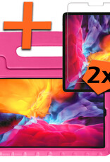 Nomfy Hoes Geschikt voor iPad Pro 2024 (11 inch) Hoes Bumper Kindvriendelijk Kids Case Kinderhoes Met 2x Screenprotector - Hoesje Geschikt voor iPad Pro 2024 11 inch (7e generatie) Hoesje Shockproof Cover Hoes - Roze