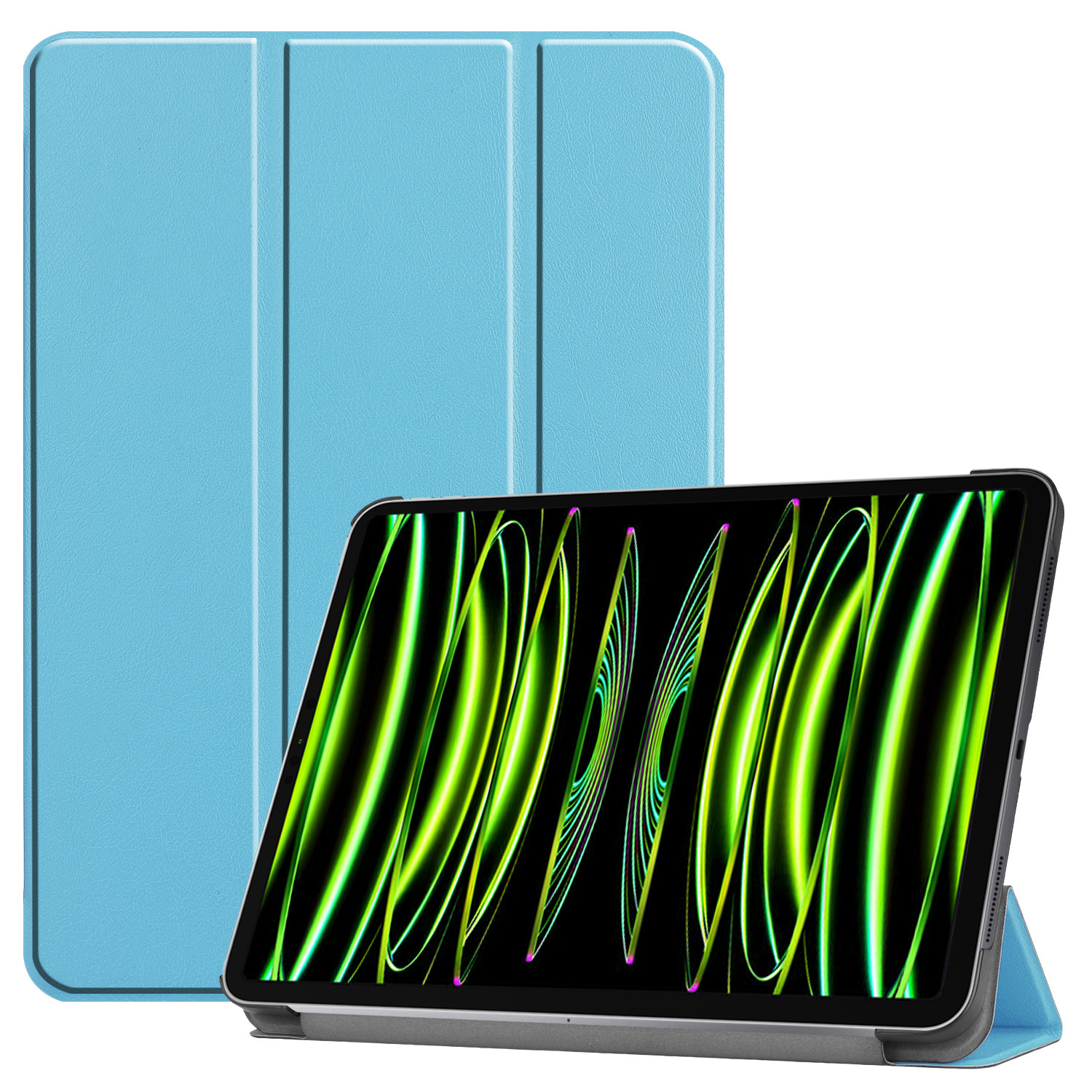 Nomfy Hoes Geschikt voor iPad Pro 2024 (11 inch) Hoes Tri-fold Tablet Hoesje Case - Hoesje Geschikt voor iPad Pro 2024 11 inch (7e generatie) Hoesje Hardcover Bookcase - Lichtblauw