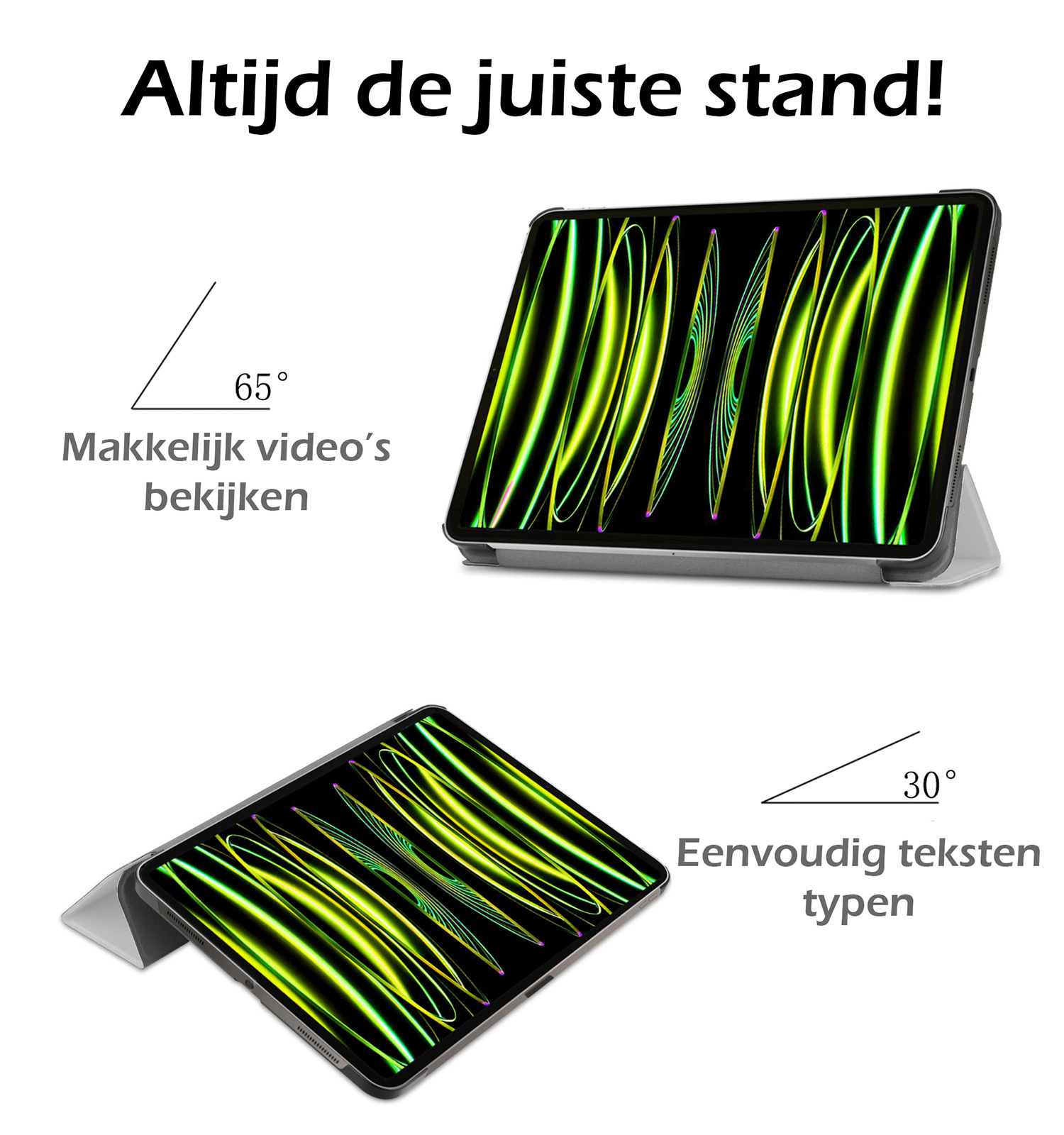 Nomfy Hoes Geschikt voor iPad Pro 2024 (11 inch) Hoes Tri-fold Tablet Hoesje Case - Hoesje Geschikt voor iPad Pro 2024 11 inch (7e generatie) Hoesje Hardcover Bookcase - Wit