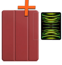 Nomfy Nomfy iPad Pro 11 inch (2024) Hoesje Met Screenprotector - Donkerrood