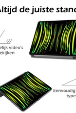 Nomfy Hoes Geschikt voor iPad Pro 2024 (11 inch) Hoes Tri-fold Tablet Hoesje Case Met Screenprotector - Hoesje Geschikt voor iPad Pro 2024 11 inch (7e generatie) Hoesje Hardcover Bookcase - Grijs