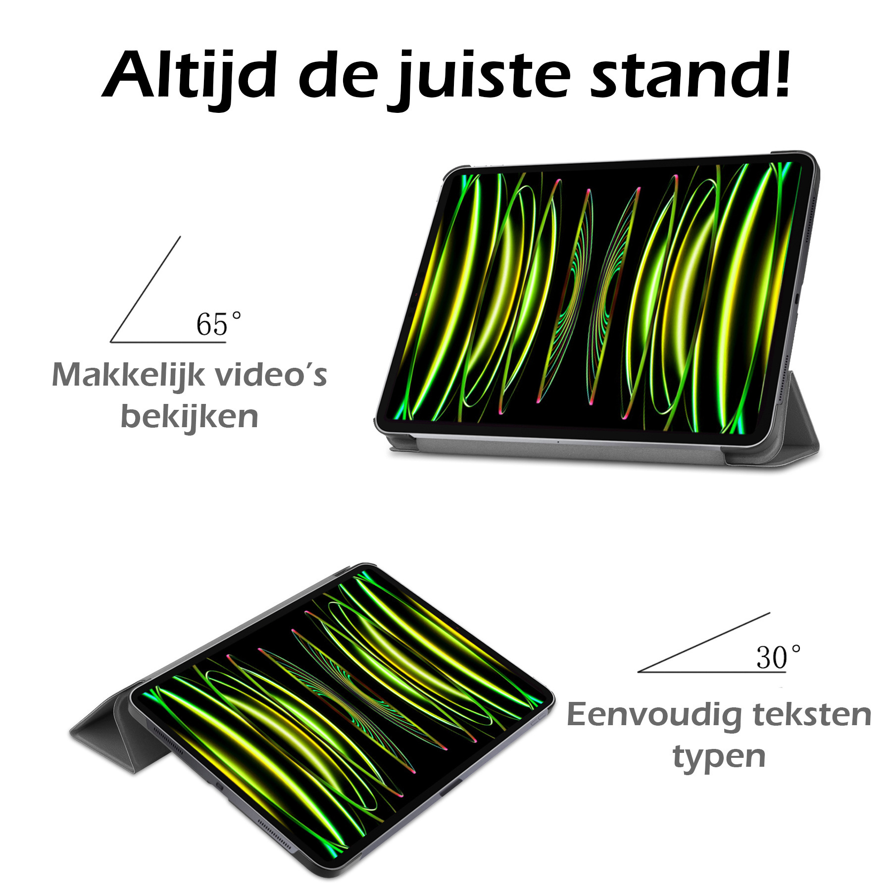 Nomfy Hoes Geschikt voor iPad Pro 2024 (11 inch) Hoes Tri-fold Tablet Hoesje Case Met Screenprotector - Hoesje Geschikt voor iPad Pro 2024 11 inch (7e generatie) Hoesje Hardcover Bookcase - Grijs