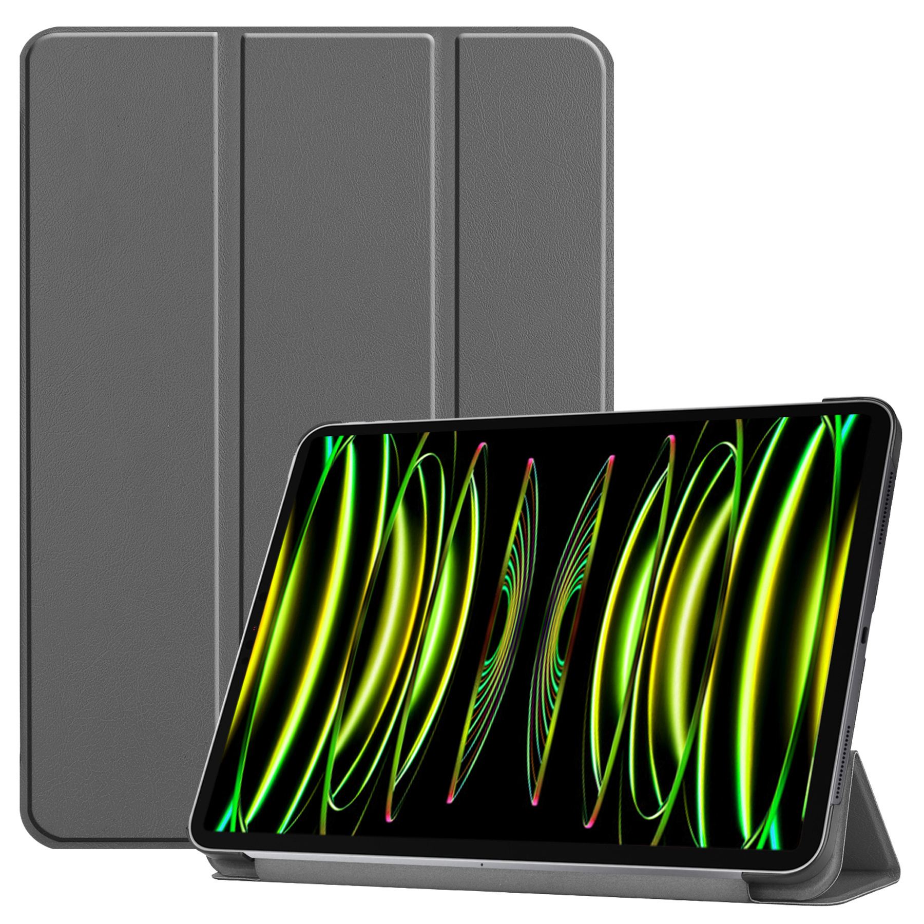 Nomfy Hoes Geschikt voor iPad Pro 2024 (11 inch) Hoes Tri-fold Tablet Hoesje Case Met Screenprotector - Hoesje Geschikt voor iPad Pro 2024 11 inch (7e generatie) Hoesje Hardcover Bookcase - Grijs