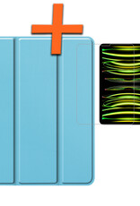 Nomfy Hoes Geschikt voor iPad Pro 2024 (11 inch) Hoes Tri-fold Tablet Hoesje Case Met Screenprotector - Hoesje Geschikt voor iPad Pro 2024 11 inch (7e generatie) Hoesje Hardcover Bookcase - Lichtblauw