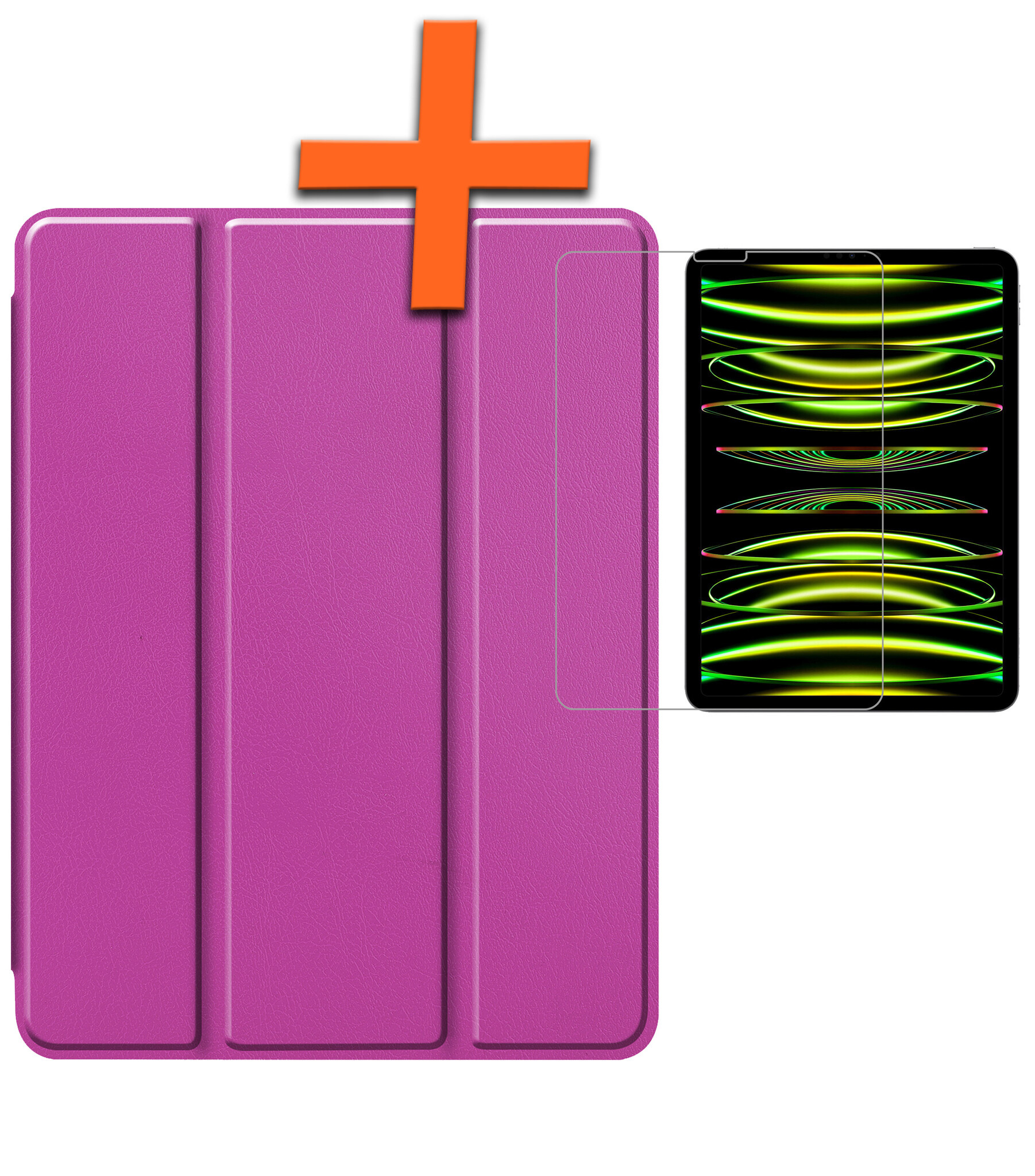 Nomfy Hoes Geschikt voor iPad Pro 2024 (11 inch) Hoes Tri-fold Tablet Hoesje Case Met Screenprotector - Hoesje Geschikt voor iPad Pro 2024 11 inch (7e generatie) Hoesje Hardcover Bookcase - Paars