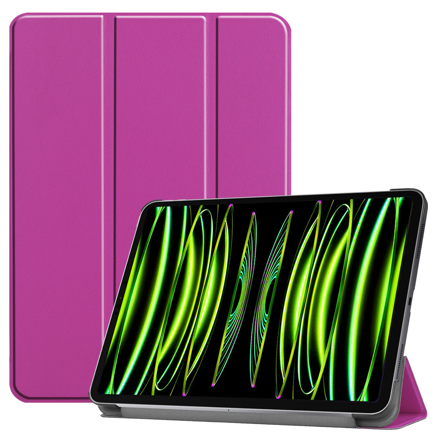 Nomfy Hoes Geschikt voor iPad Pro 2024 (11 inch) Hoes Tri-fold Tablet Hoesje Case Met Screenprotector - Hoesje Geschikt voor iPad Pro 2024 11 inch (7e generatie) Hoesje Hardcover Bookcase - Paars