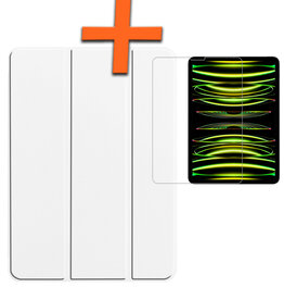 Nomfy Nomfy iPad Pro 11 inch (2024) Hoesje Met Screenprotector - Wit