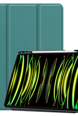Nomfy Hoes Geschikt voor iPad Pro 2024 (11 inch) Hoes Tri-fold Tablet Hoesje Case Met Uitsparing Geschikt voor Apple Pencil - Hoesje Geschikt voor iPad Pro 2024 11 inch (7e generatie) Hoesje Hardcover Bookcase - Donkergroen