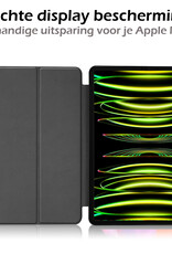 Nomfy Hoes Geschikt voor iPad Pro 2024 (11 inch) Hoes Tri-fold Tablet Hoesje Case Met Uitsparing Geschikt voor Apple Pencil - Hoesje Geschikt voor iPad Pro 2024 11 inch (7e generatie) Hoesje Hardcover Bookcase - Donkergroen
