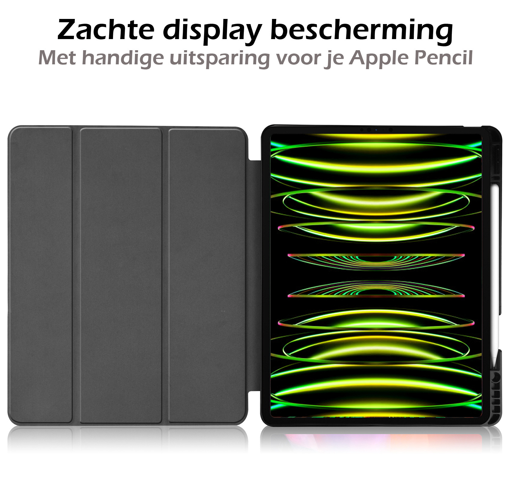 Nomfy Hoes Geschikt voor iPad Pro 2024 (11 inch) Hoes Tri-fold Tablet Hoesje Case Met Uitsparing Geschikt voor Apple Pencil - Hoesje Geschikt voor iPad Pro 2024 11 inch (7e generatie) Hoesje Hardcover Bookcase - Donkergroen