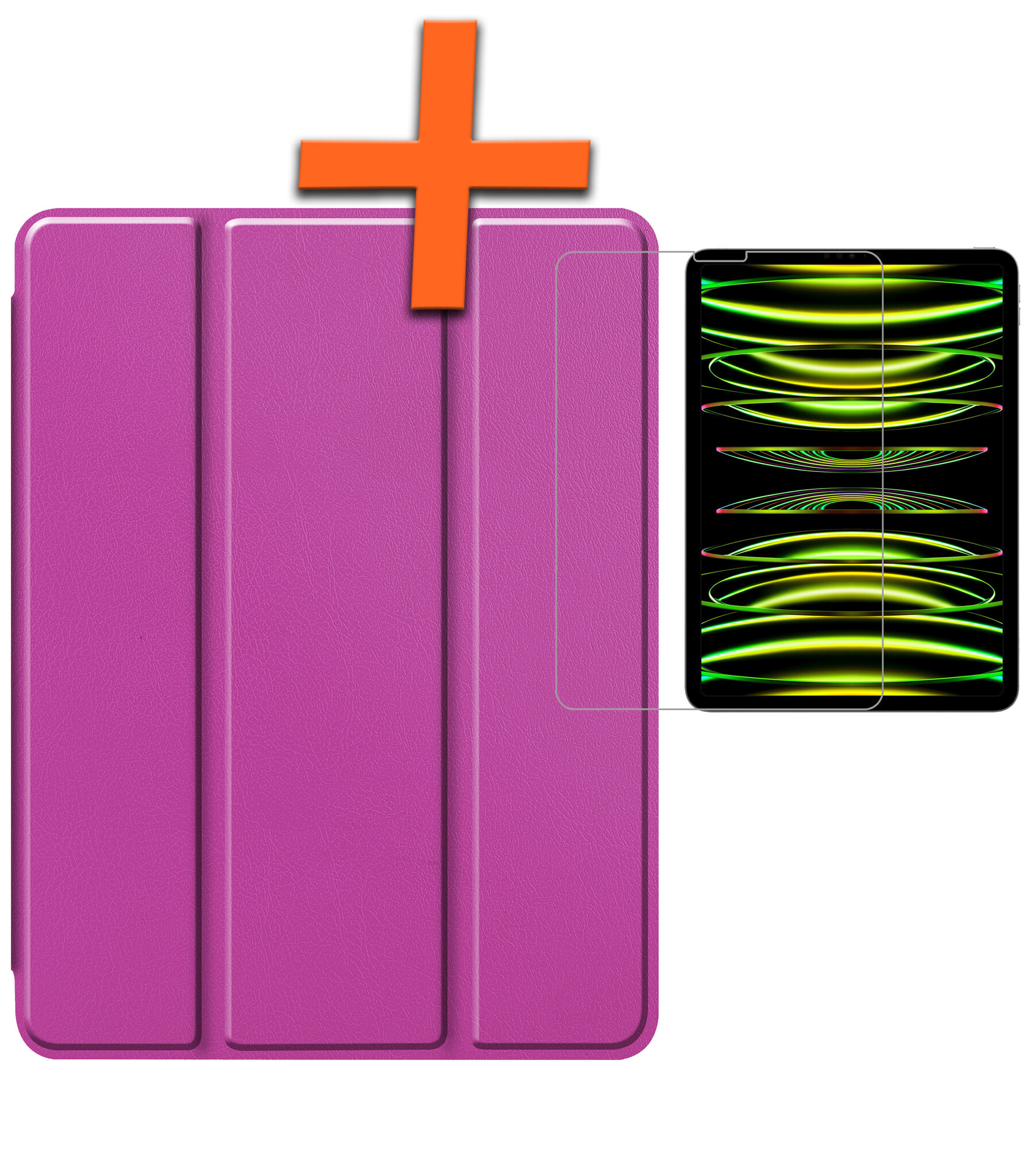Nomfy Hoes Geschikt voor iPad Pro 2024 (11 inch) Hoes Tri-fold Tablet Hoesje Case Met Uitsparing Geschikt voor Apple Pencil Met Screenprotector - Hoesje Geschikt voor iPad Pro 2024 11 inch (7e generatie) Hoesje Hardcover Bookcase - Paars