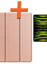 Nomfy Hoes Geschikt voor iPad Pro 2024 (11 inch) Hoes Tri-fold Tablet Hoesje Case Met Uitsparing Geschikt voor Apple Pencil Met Screenprotector - Hoesje Geschikt voor iPad Pro 2024 11 inch (7e generatie) Hoesje Hardcover Bookcase - Rood