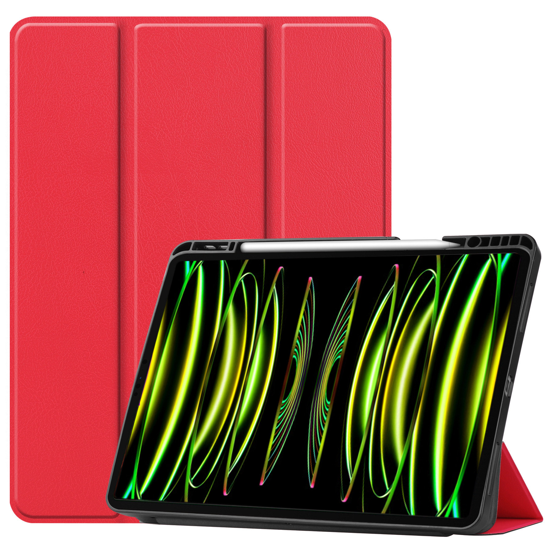 Nomfy Hoes Geschikt voor iPad Pro 2024 (11 inch) Hoes Tri-fold Tablet Hoesje Case Met Uitsparing Geschikt voor Apple Pencil Met Screenprotector - Hoesje Geschikt voor iPad Pro 2024 11 inch (7e generatie) Hoesje Hardcover Bookcase - Rosé goud