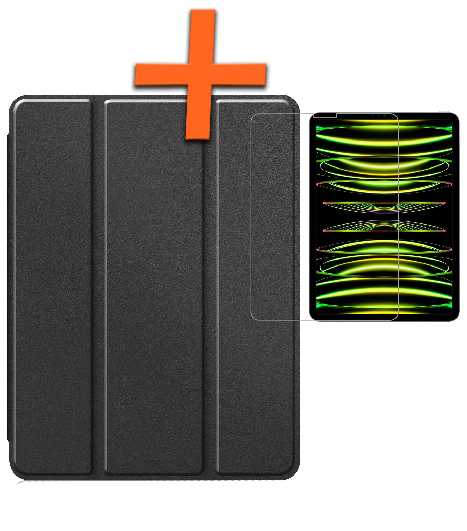 Nomfy Hoes Geschikt voor iPad Pro 2024 (11 inch) Hoes Tri-fold Tablet Hoesje Case Met Uitsparing Geschikt voor Apple Pencil Met Screenprotector - Hoesje Geschikt voor iPad Pro 2024 11 inch (7e generatie) Hoesje Hardcover Bookcase - Zwart