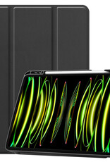 Nomfy Hoes Geschikt voor iPad Pro 2024 (11 inch) Hoes Tri-fold Tablet Hoesje Case Met Uitsparing Geschikt voor Apple Pencil Met Screenprotector - Hoesje Geschikt voor iPad Pro 2024 11 inch (7e generatie) Hoesje Hardcover Bookcase - Zwart