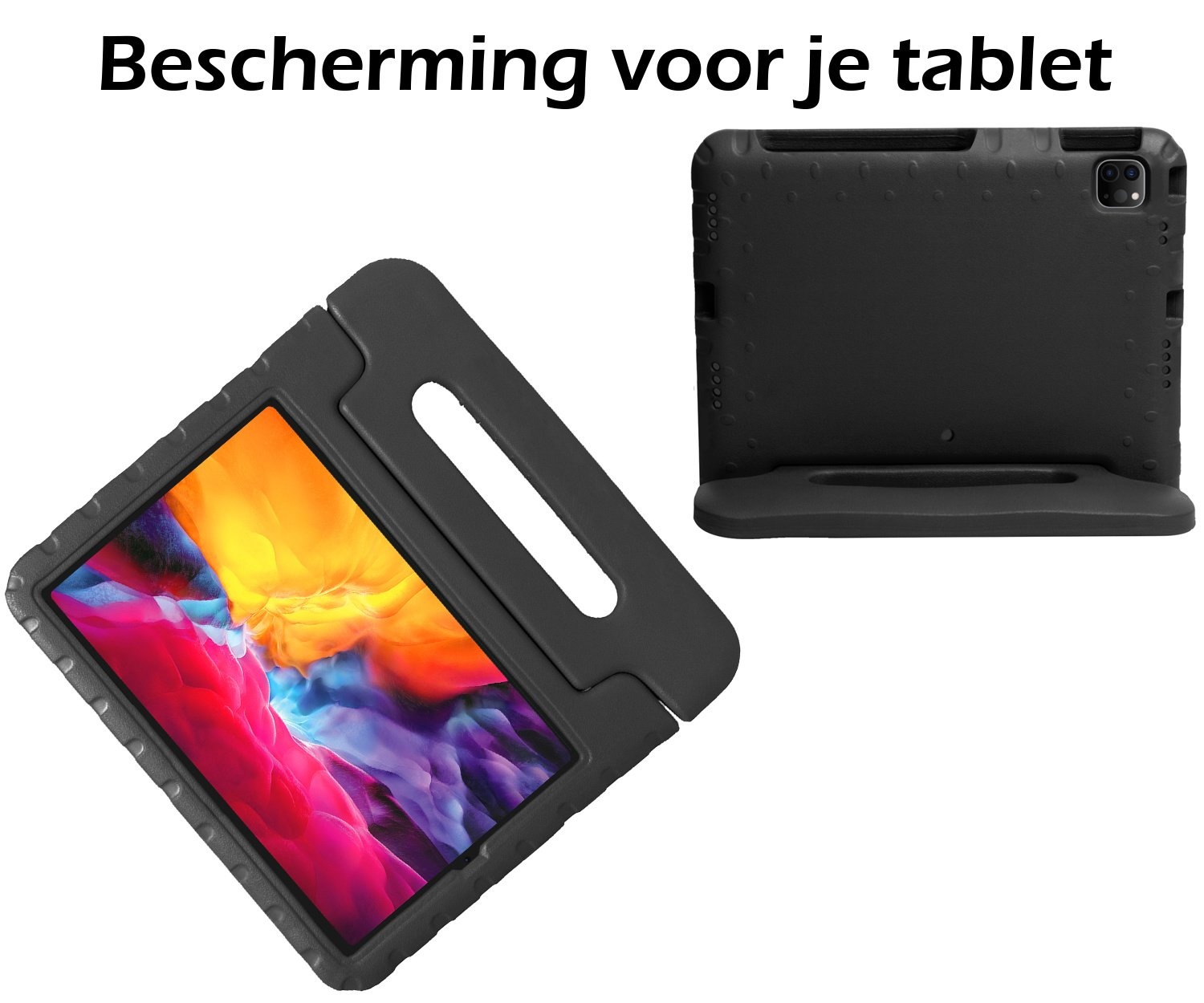 Nomfy Hoes Geschikt voor iPad Pro 2024 (13 inch) Hoes Bumper Kindvriendelijk Kids Case Kinderhoes - Hoesje Geschikt voor iPad Pro 2024 13 inch (7e generatie) Hoesje Shockproof Cover Hoes - Zwart
