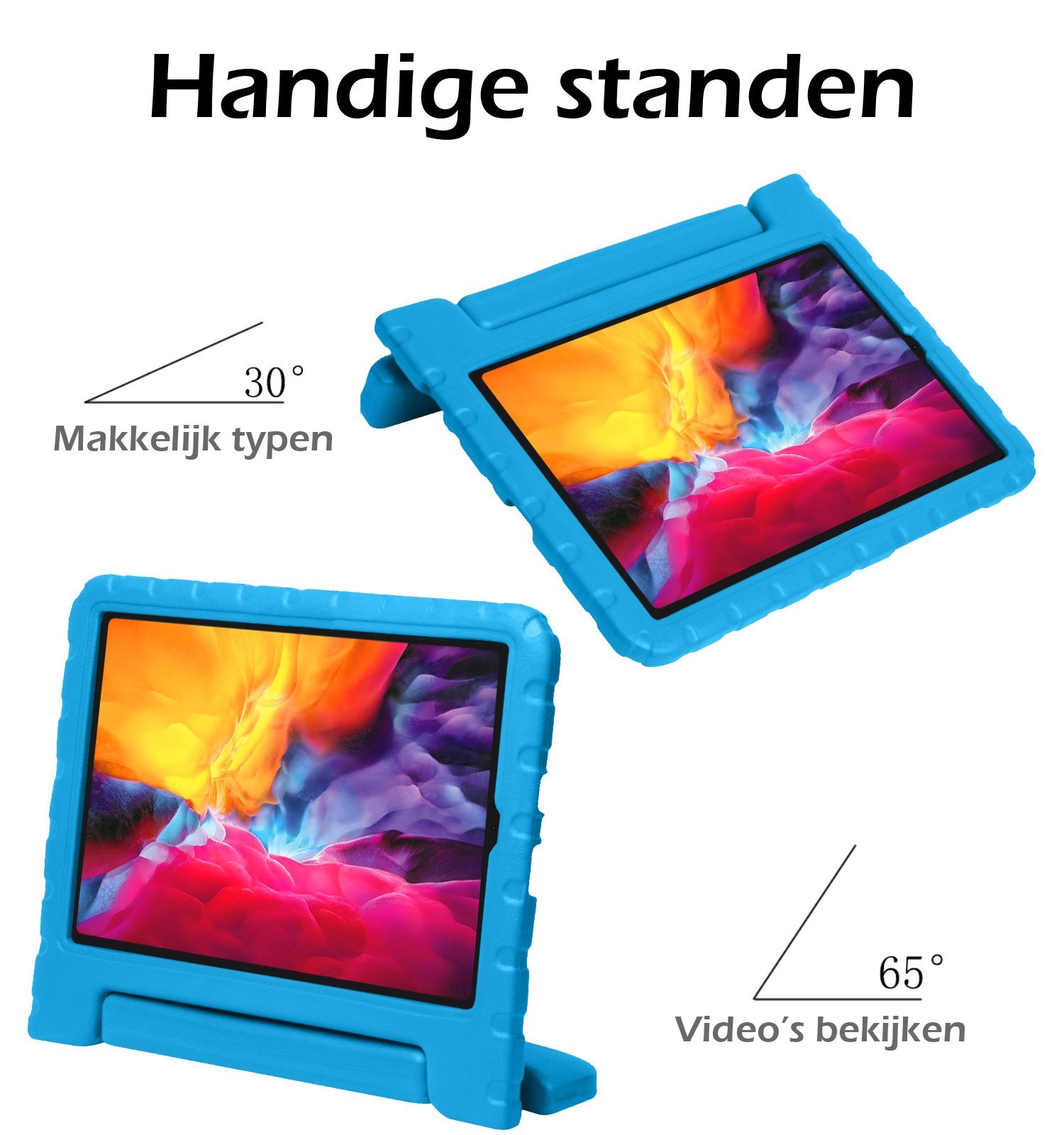 Nomfy Hoes Geschikt voor iPad Pro 2024 (13 inch) Hoes Bumper Kindvriendelijk Kids Case Kinderhoes Met Screenprotector - Hoesje Geschikt voor iPad Pro 2024 13 inch (7e generatie) Hoesje Shockproof Cover Hoes - Blauw