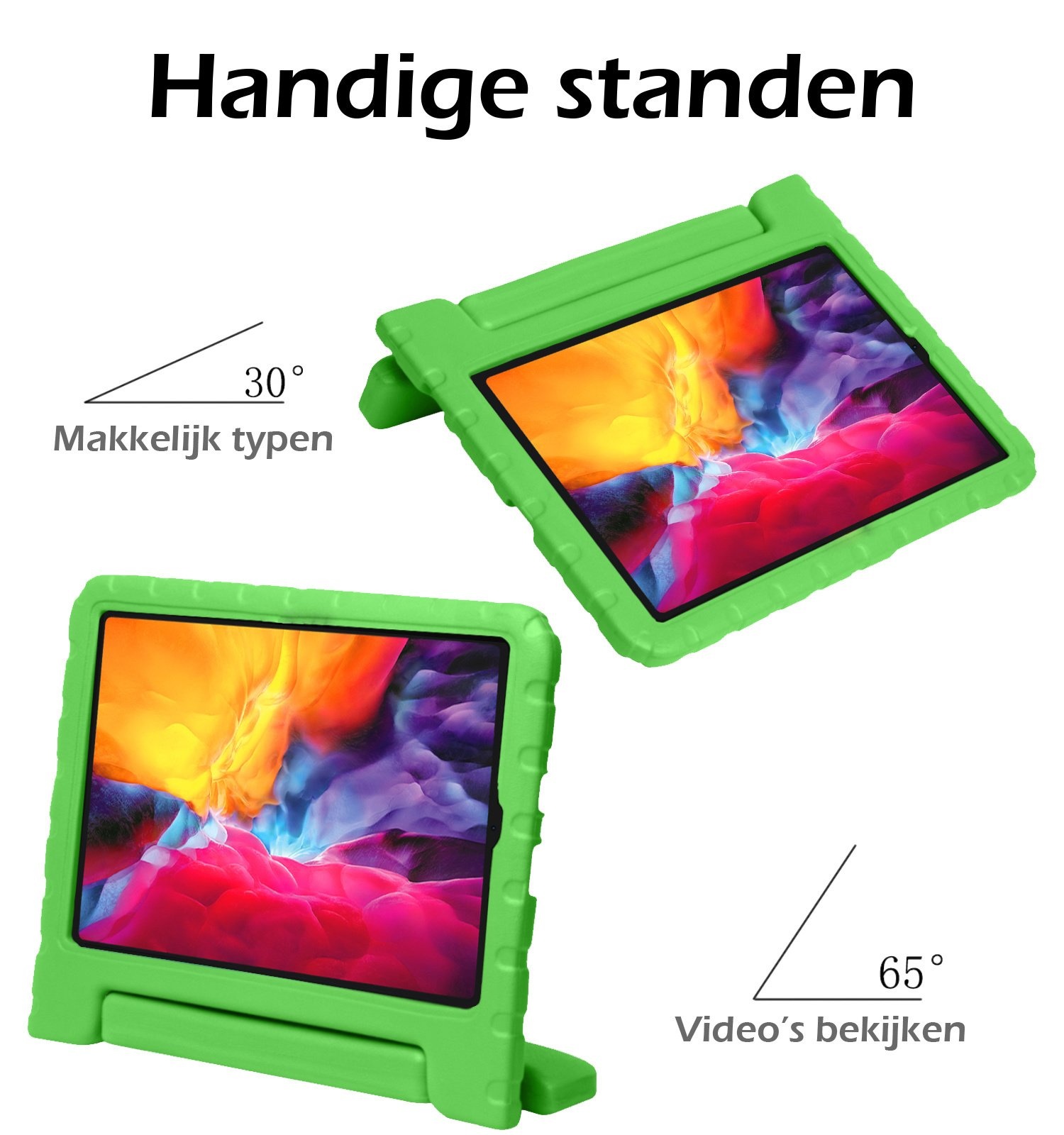 Nomfy Hoes Geschikt voor iPad Pro 2024 (13 inch) Hoes Bumper Kindvriendelijk Kids Case Kinderhoes Met Screenprotector - Hoesje Geschikt voor iPad Pro 2024 13 inch (7e generatie) Hoesje Shockproof Cover Hoes - Groen