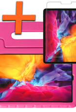 Nomfy Hoes Geschikt voor iPad Pro 2024 (13 inch) Hoes Bumper Kindvriendelijk Kids Case Kinderhoes Met Screenprotector - Hoesje Geschikt voor iPad Pro 2024 13 inch (7e generatie) Hoesje Shockproof Cover Hoes - Roze