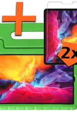 Nomfy Hoes Geschikt voor iPad Pro 2024 (13 inch) Hoes Bumper Kindvriendelijk Kids Case Kinderhoes Met 2x Screenprotector - Hoesje Geschikt voor iPad Pro 2024 13 inch (7e generatie) Hoesje Shockproof Cover Hoes - Groen