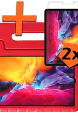 Nomfy Hoes Geschikt voor iPad Pro 2024 (13 inch) Hoes Bumper Kindvriendelijk Kids Case Kinderhoes Met 2x Screenprotector - Hoesje Geschikt voor iPad Pro 2024 13 inch (7e generatie) Hoesje Shockproof Cover Hoes - Rood