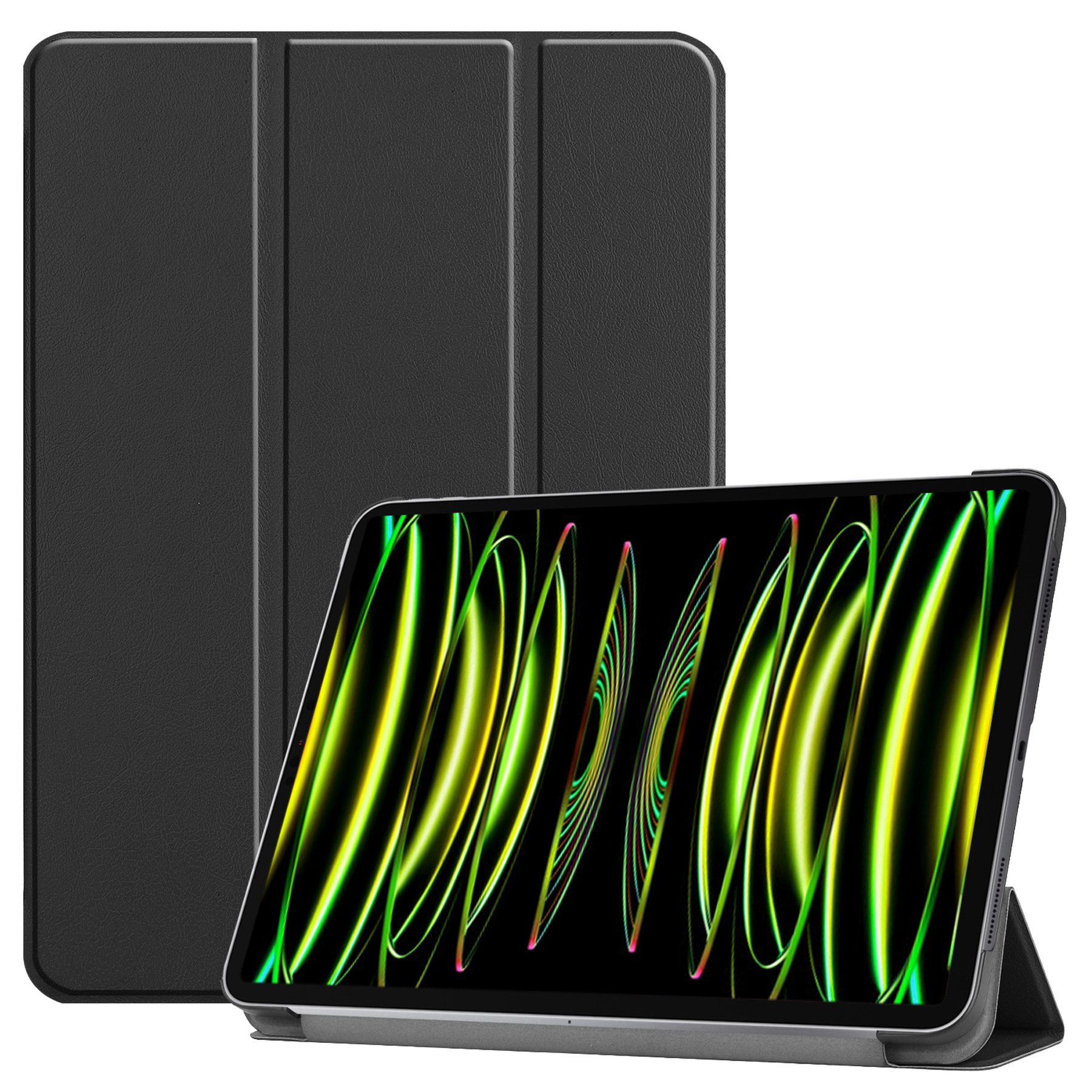 Nomfy Hoes Geschikt voor iPad Pro 2024 (13 inch) Hoes Tri-fold Tablet Hoesje Case - Hoesje Geschikt voor iPad Pro 2024 13 inch (7e generatie) Hoesje Hardcover Bookcase - Zwart