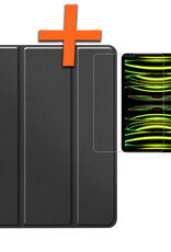 Nomfy Hoes Geschikt voor iPad Pro 2024 (13 inch) Hoes Tri-fold Tablet Hoesje Case Met Screenprotector - Hoesje Geschikt voor iPad Pro 2024 13 inch (7e generatie) Hoesje Hardcover Bookcase - Zwart