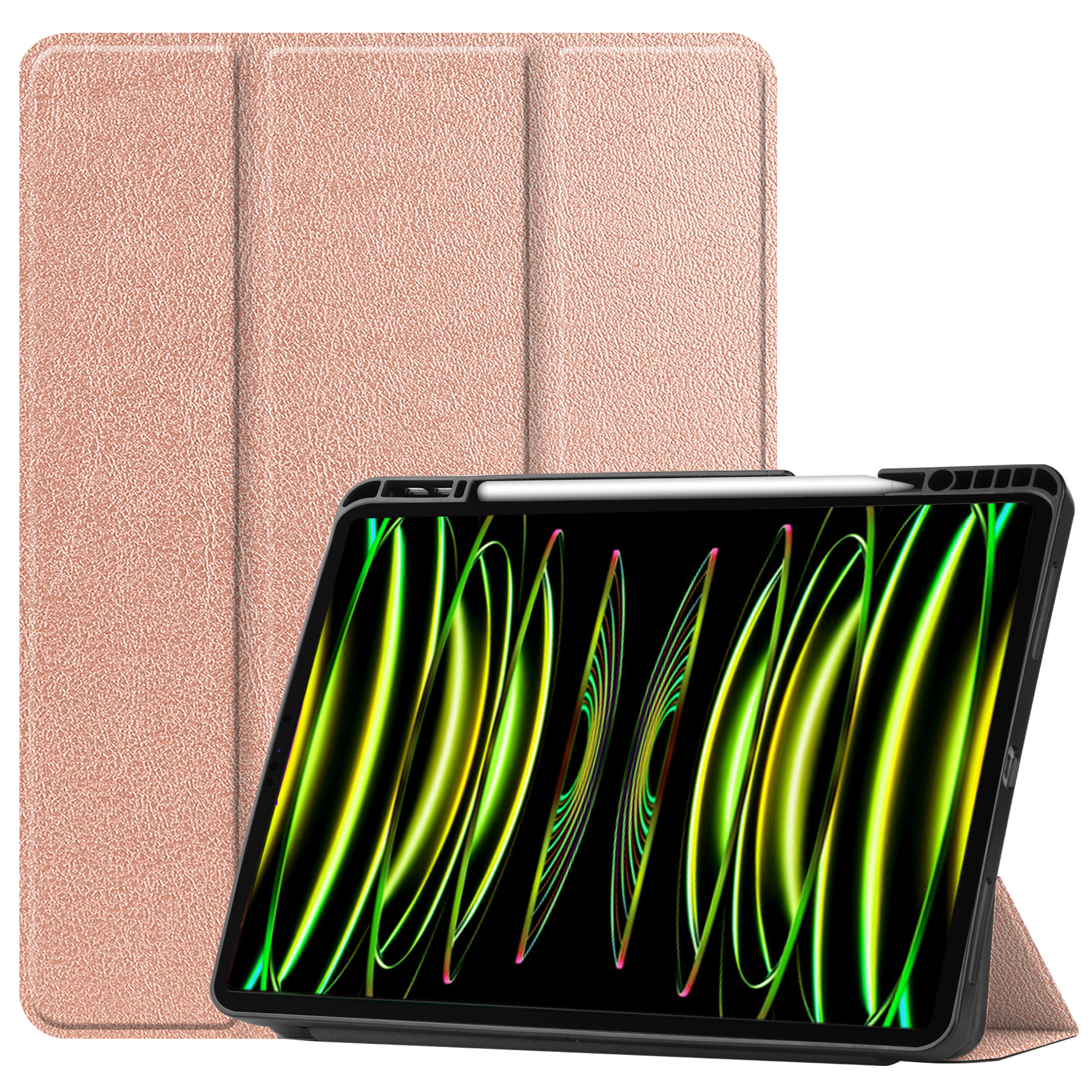 Nomfy Hoes Geschikt voor iPad Pro 2024 (13 inch) Hoes Tri-fold Tablet Hoesje Case Met Uitsparing Geschikt voor Apple Pencil - Hoesje Geschikt voor iPad Pro 2024 13 inch (7e generatie) Hoesje Hardcover Bookcase - Rood