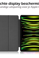 Nomfy Hoes Geschikt voor iPad Pro 2024 (13 inch) Hoes Tri-fold Tablet Hoesje Case Met Uitsparing Geschikt voor Apple Pencil Met Screenprotector - Hoesje Geschikt voor iPad Pro 2024 13 inch (7e generatie) Hoesje Hardcover Bookcase - Donkerblauw