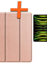 Nomfy Hoes Geschikt voor iPad Pro 2024 (13 inch) Hoes Tri-fold Tablet Hoesje Case Met Uitsparing Geschikt voor Apple Pencil Met Screenprotector - Hoesje Geschikt voor iPad Pro 2024 13 inch (7e generatie) Hoesje Hardcover Bookcase - Rood