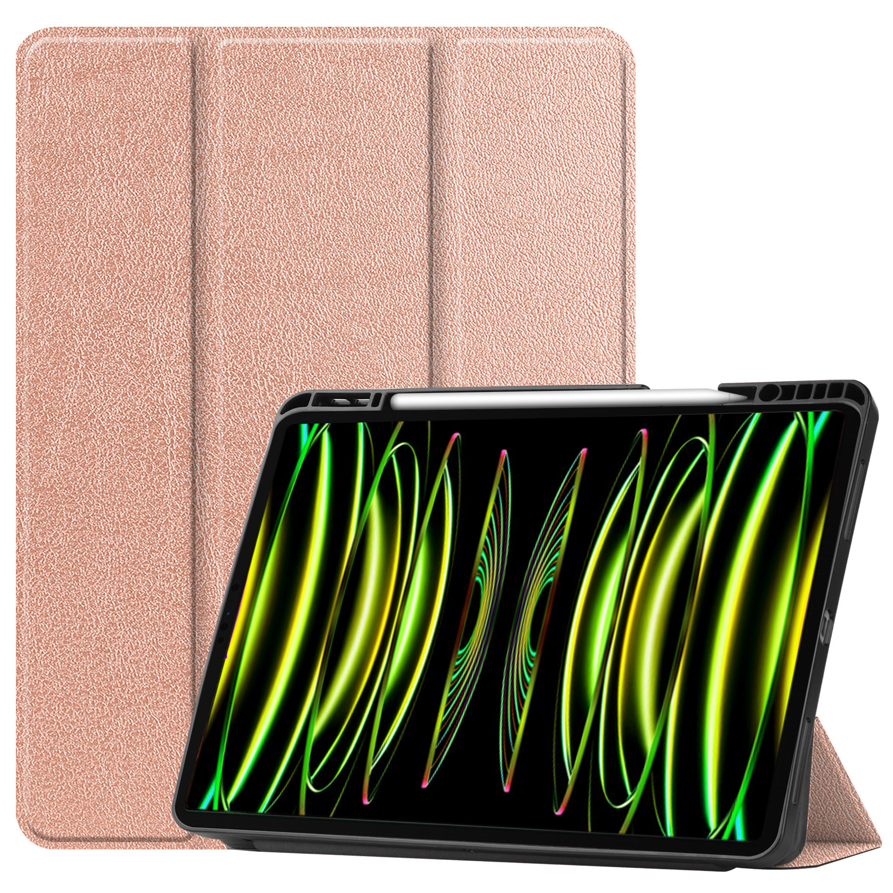 Nomfy iPad Pro 13 inch (2024)Hoesje Met Screenprotector Case Rood - Hoes Met Uitsparing Apple Pencil - iPad Pro 13 inch (2024)Hoes Hardcover Hoesje Rood Bookcase