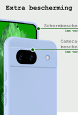 BASEY. Hoes Geschikt voor Google Pixel 8a Hoesje Siliconen Back Cover Case Met Screenprotector - Hoesje Geschikt voor Google Pixel 8a Hoes Cover Hoesje - Lichtblauw
